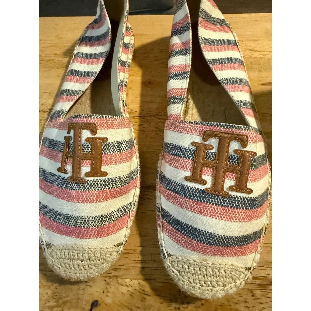 Tommy Hilfiger TWHERMI Womens Striped Espadrille Flats‎ Red White Blue Size 10M